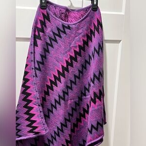 MISSONI PRE-LOVED AUTHENTIC SIGNATURE ZIGZAG KNIT PURPLE DESIGN WARM PONCHO